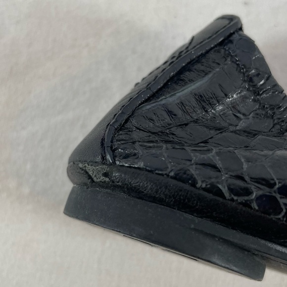 Tory Burch Snakeskin Embossed Leather Ballet Slipper Flat‎ in Black Size 7 - Picture 8 of 8